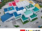 LEGO® House i Billund set fra luften inkl. LEGO® House logo