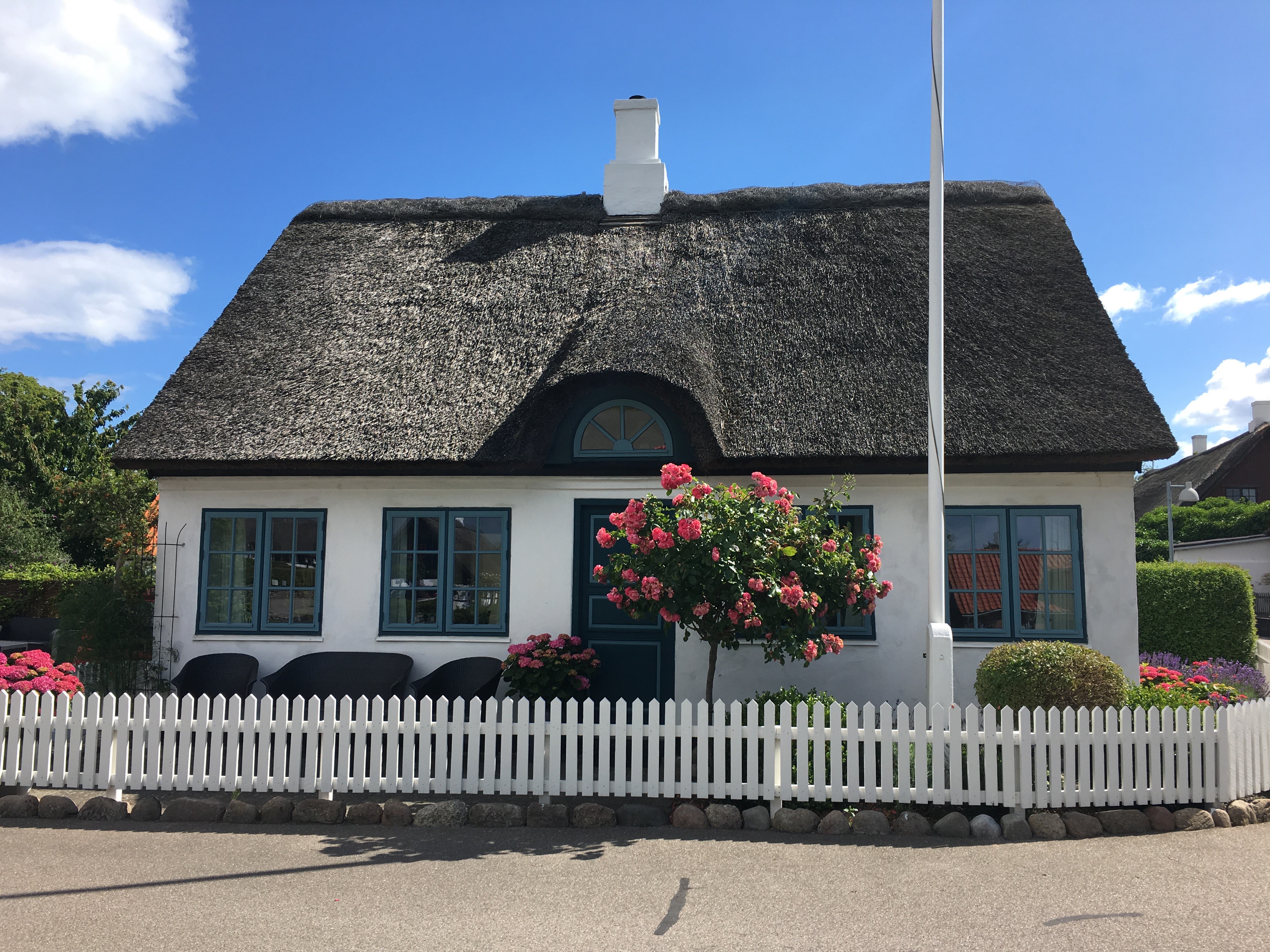 Stråtækt hus i Nordby på Samsø