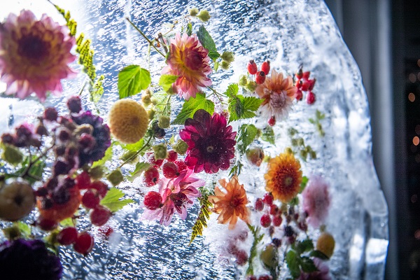 Iskunst med blomster